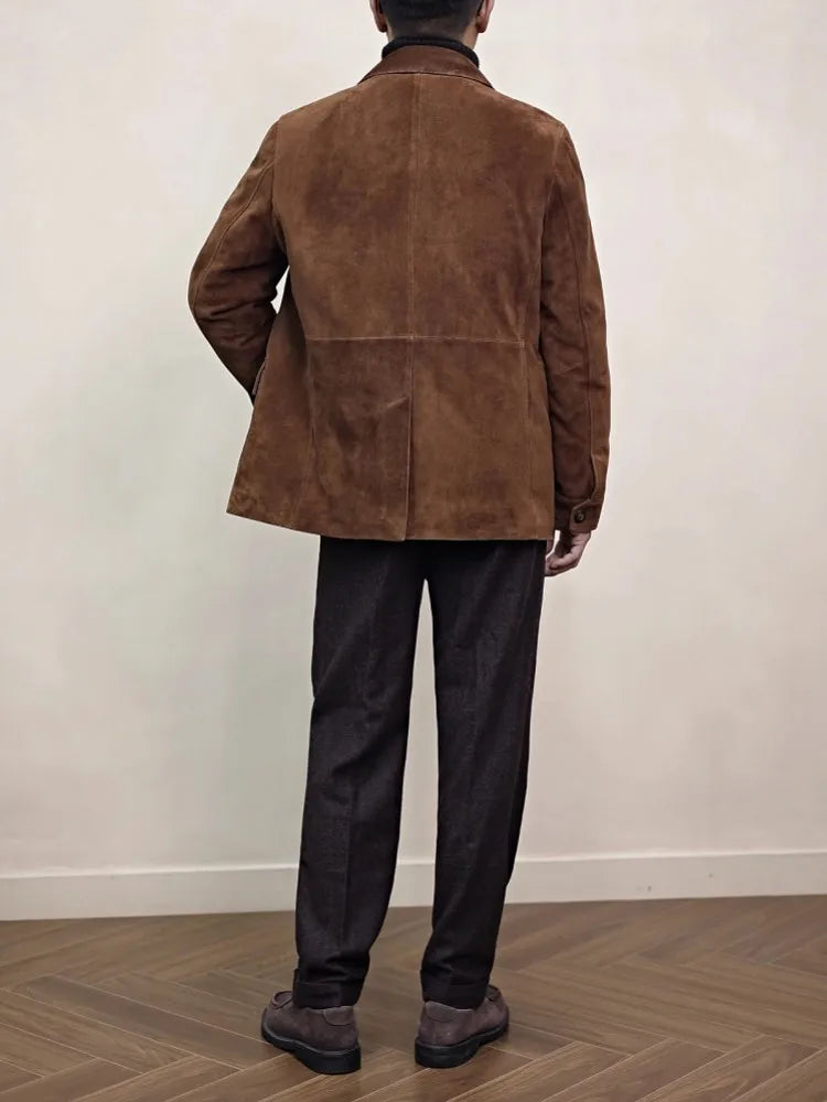 Veste homme en cuir de mouton marron – CLEVI Paris