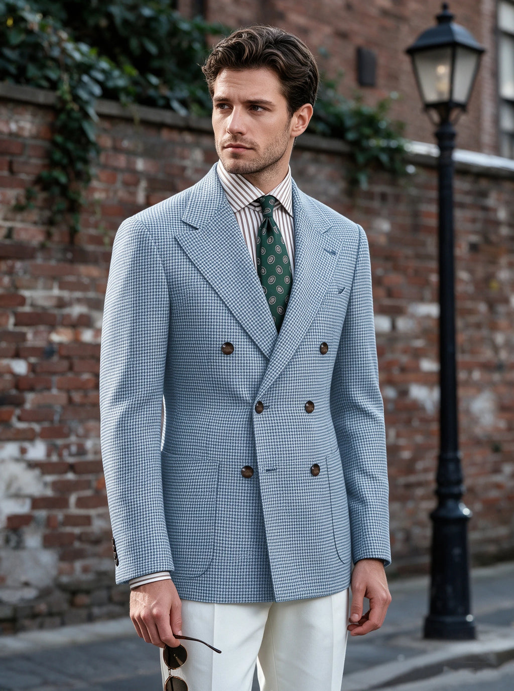 Blazer homme pied-de-poule à double boutonnage – CLEVI Paris