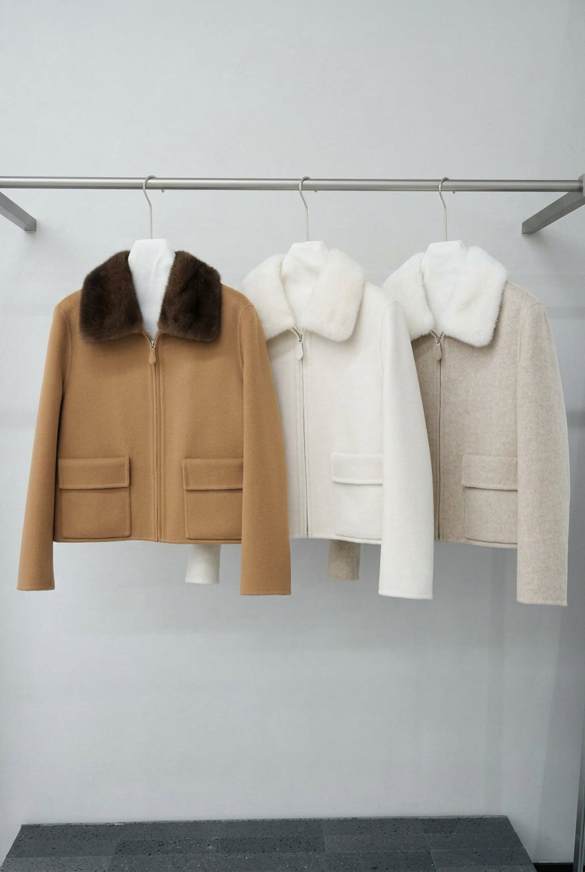 Veste femme en laine et cachemire zippée – CLEVI Paris