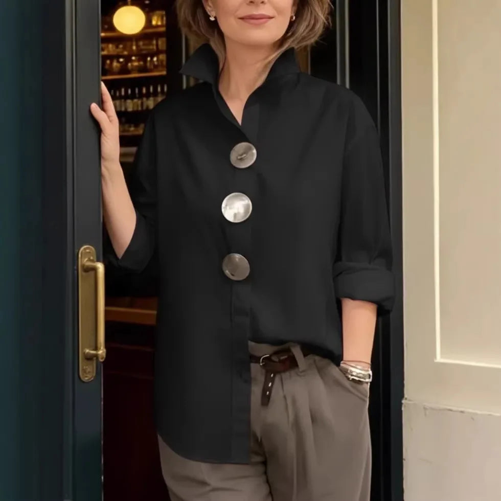 Chemisier femme uni à manches longues – CLEVI Paris