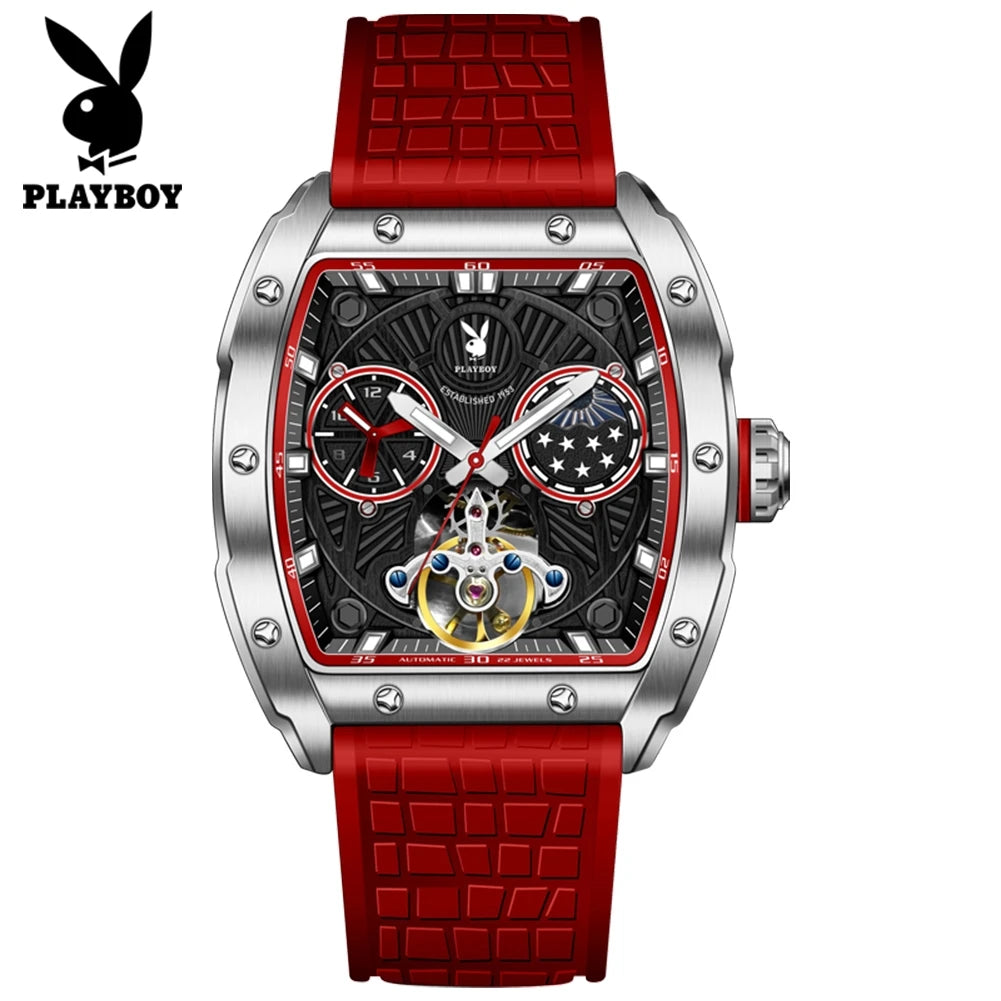 Montre Mécanique Automatique PLAYBOY Squelette Tourbillon – CLEVI Paris