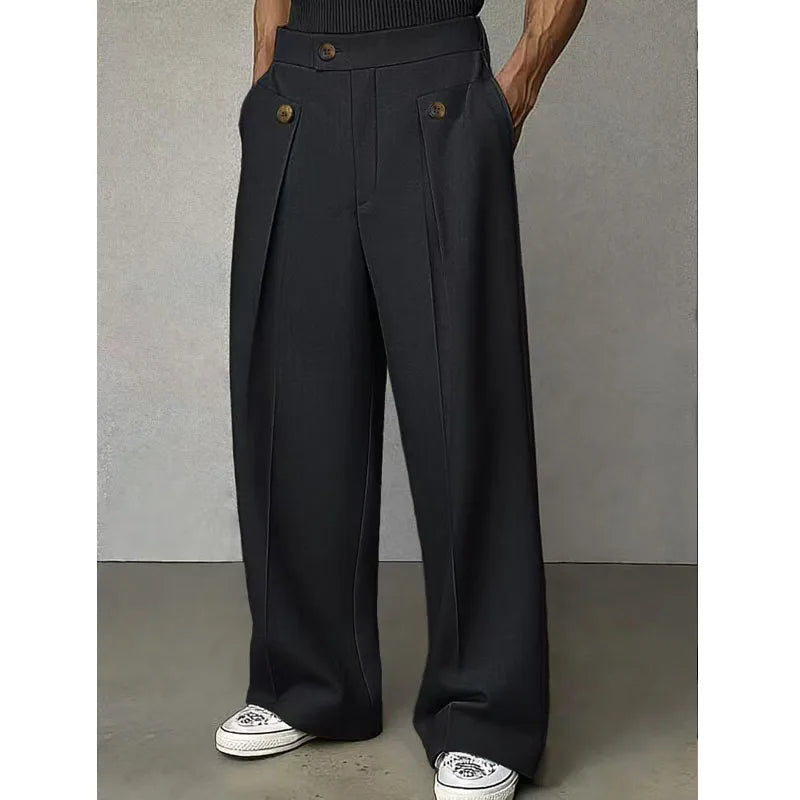 Pantalon homme plissé taille haute coupe ample – CLEVI Paris