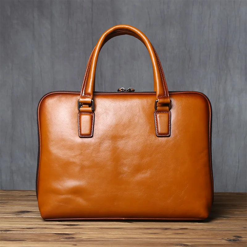 Serviette Homme Cuir Vache Vintage Business Laptop 14" – CLEVI Paris
