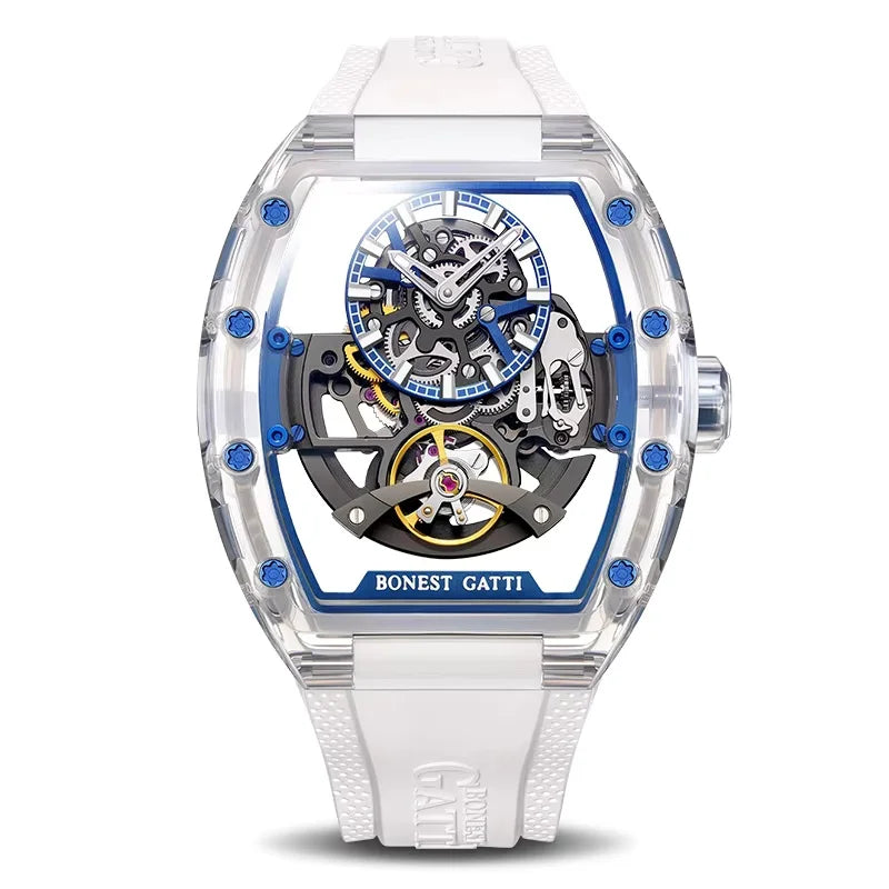 Montre Mécanique Automatique BONEST GATTI BG-9960 Squelette Tonneau Saphir – CLEVI Paris