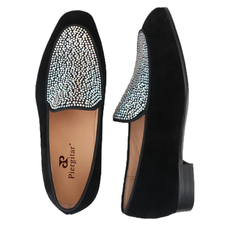 Mocassins Daim Cristaux Autrichiens Semelle Rouge Homme – CLEVI Paris