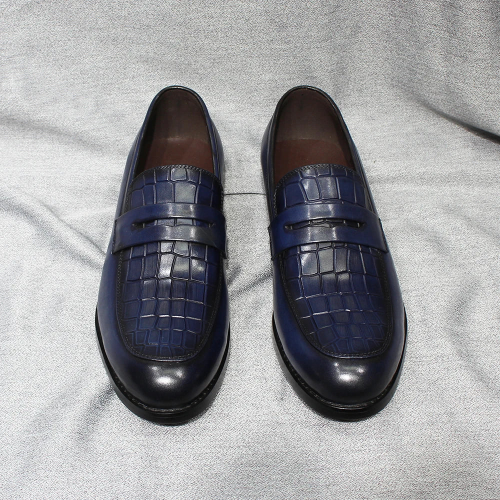 Penny Loafers Cuir Imprimé Alligator Homme – CLEVI Paris