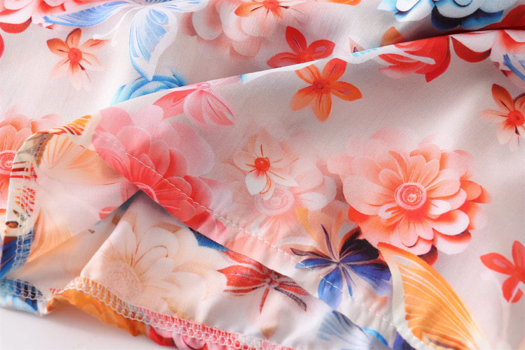 Robe longue fille imprimée à fines bretelles – CLEVI Paris