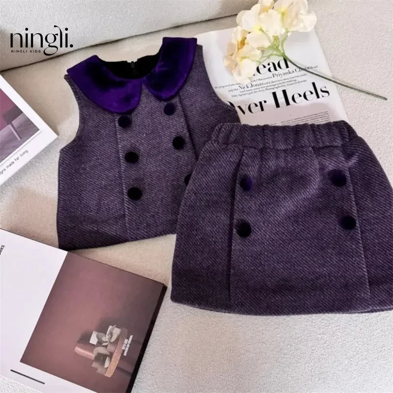 Ensemble enfant gilet, jupe et T-shirt – CLEVI Paris