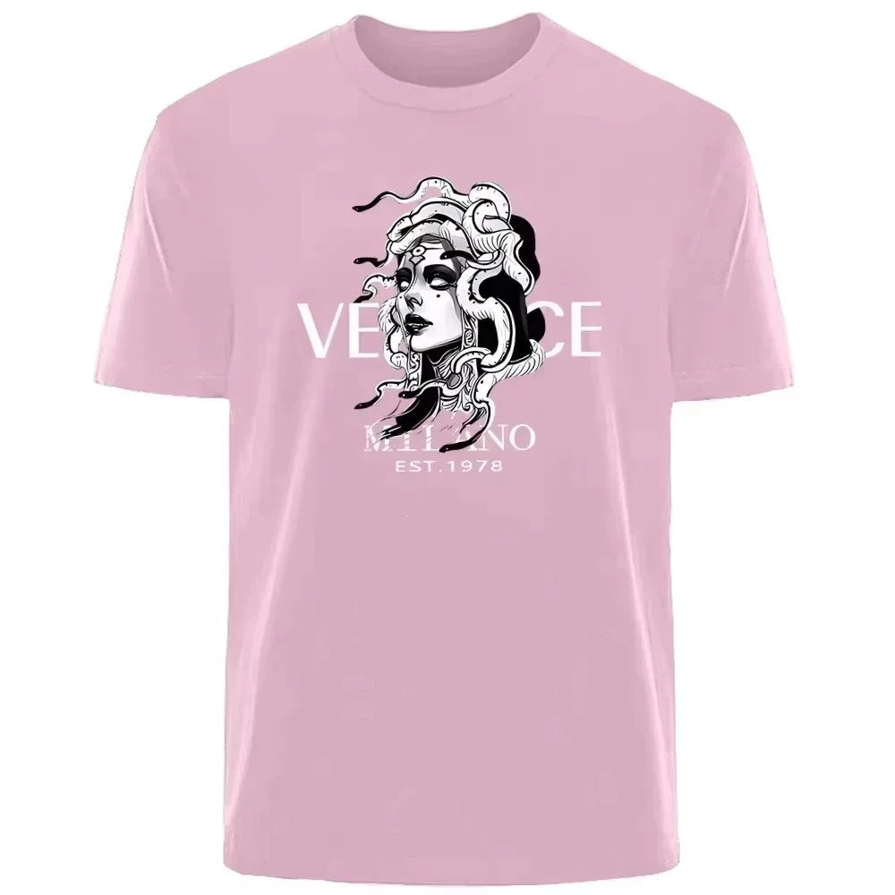 T-Shirt Unisexe Motif Méduse Style Luxe Italien Séchage Rapide Col Rond – CLEVI Paris