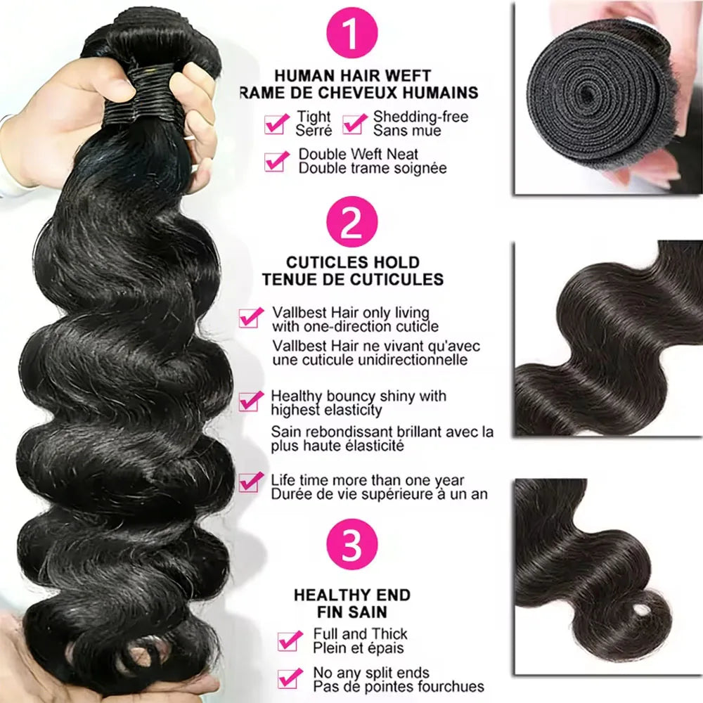 Tissage Cheveux Humains Brésiliens Body Wave Remy – CLEVI Paris