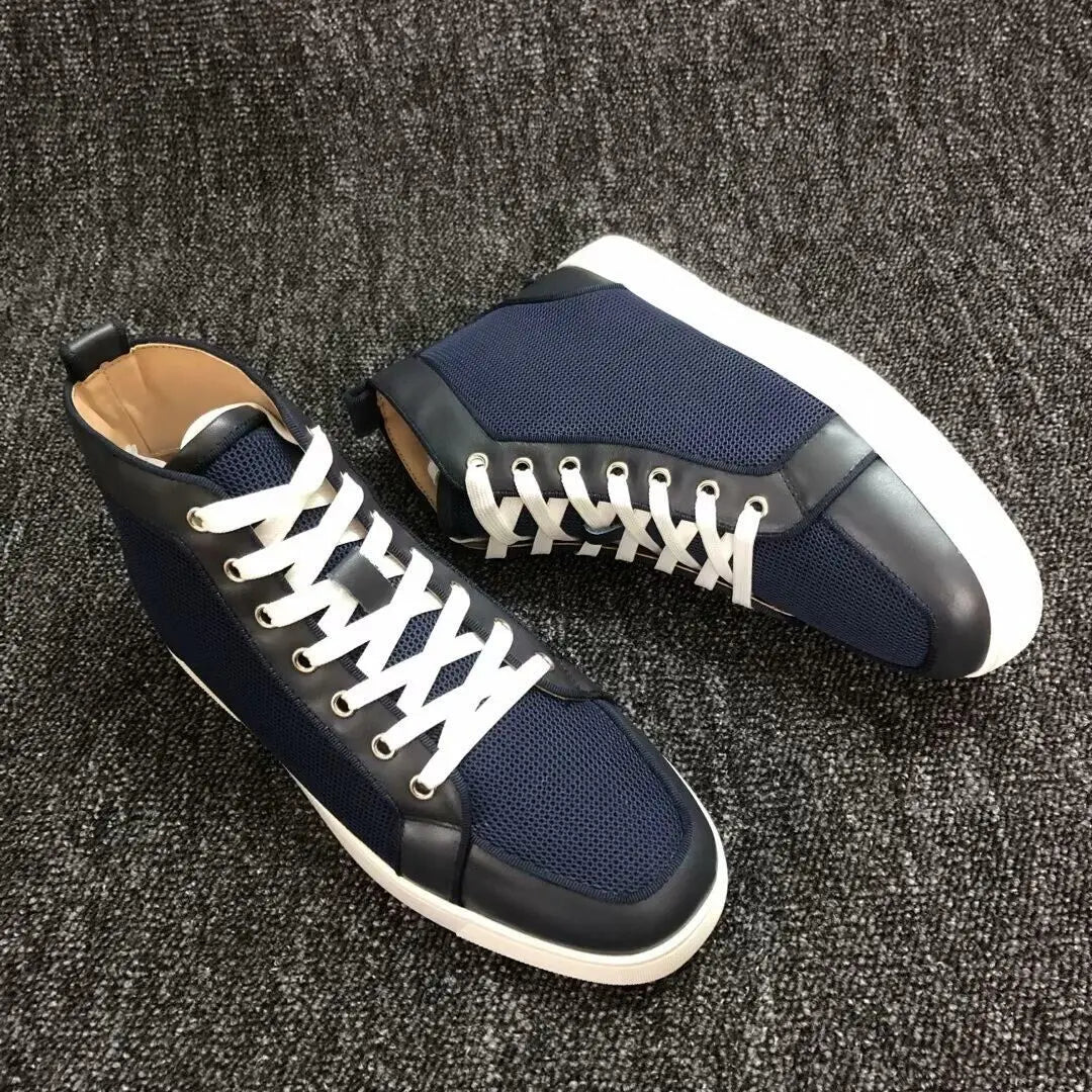 Sneakers Montantes Cuir Color-Block Bleu Homme EU 38-47 – CLEVI Paris