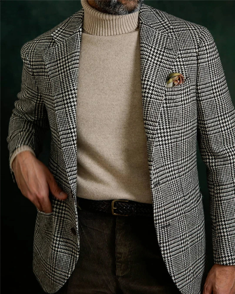 Blazer homme pied-de-poule, coupe ajustée – CLEVI Paris