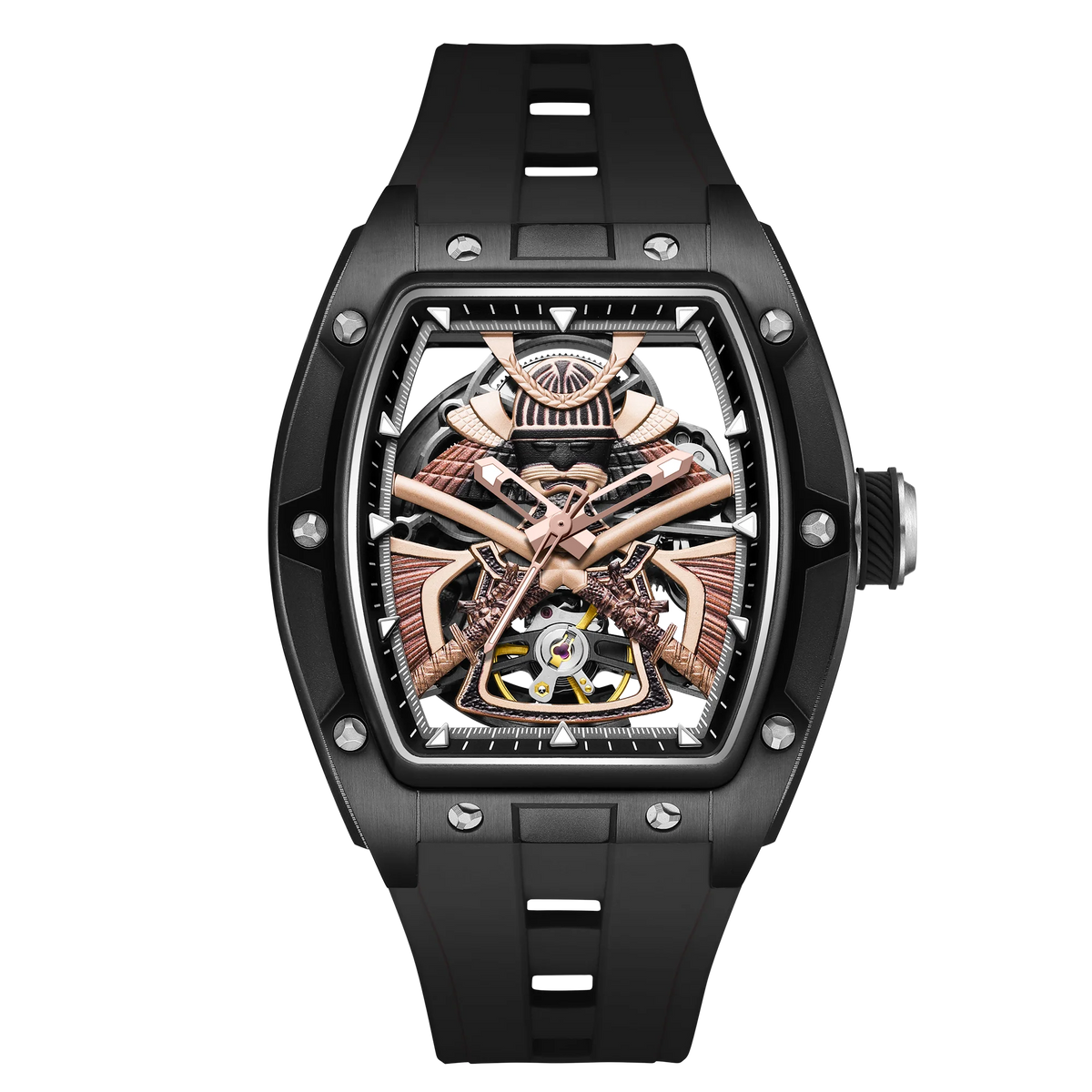 MEGIR 198-5 Montre Homme Automatique Squelette Tourbillon Silicone Lumineux 30M – CLEVI Paris