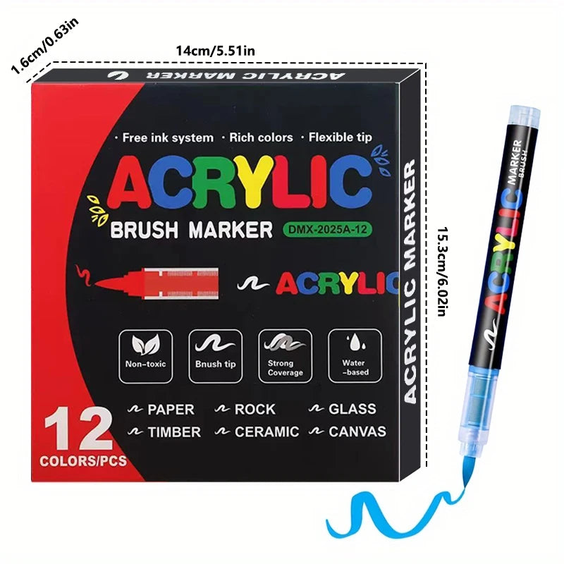 Marqueurs Acryliques Pointe Pinceau 12-72 Couleurs – CLEVI Paris