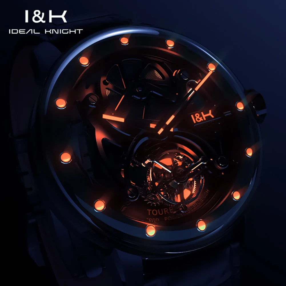 Ideal Knight 6809 Montre Homme Tourbillon Automatique Squelette Saphir 5ATM – CLEVI Paris