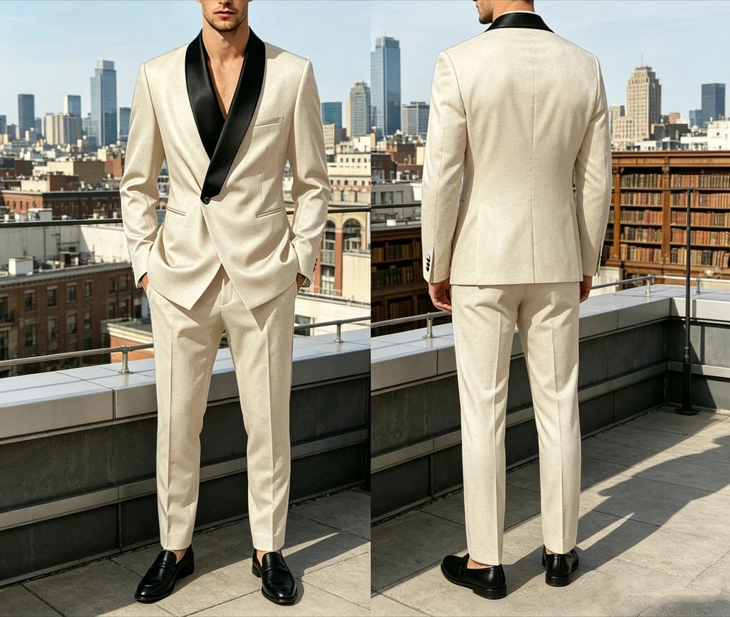 Smoking homme 2 pièces à revers châle – CLEVI Paris