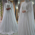 Robe de mariée musulmane en mousseline à col haut – CLEVI Paris