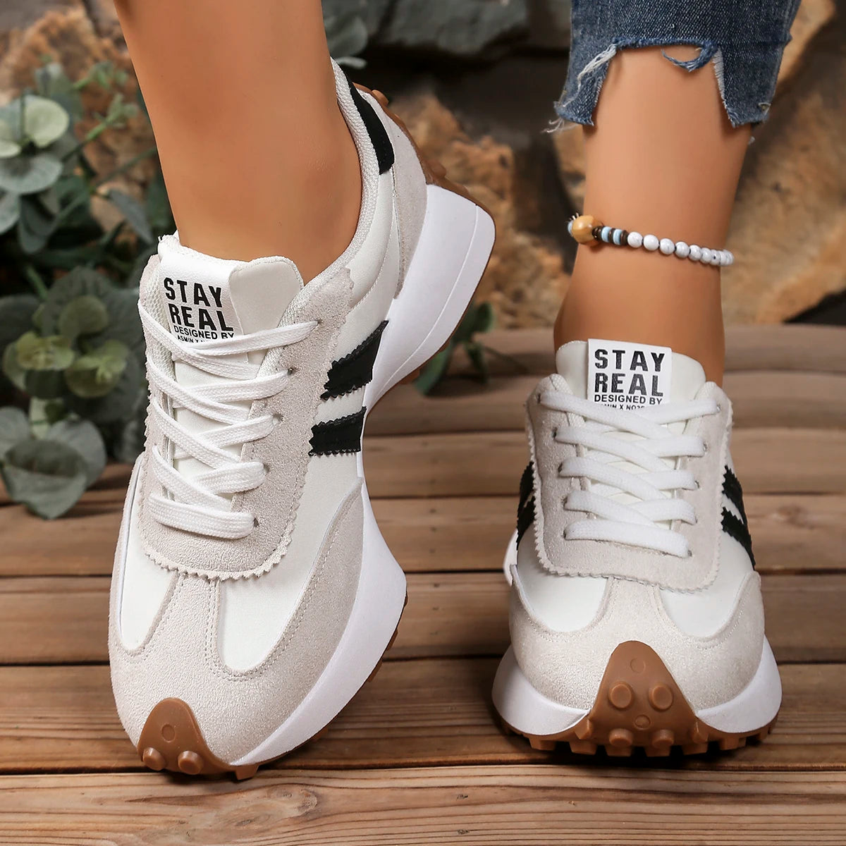 Baskets Femme Lacets Semelle Épaisse Antidérapante Casual Sport – CLEVI Paris