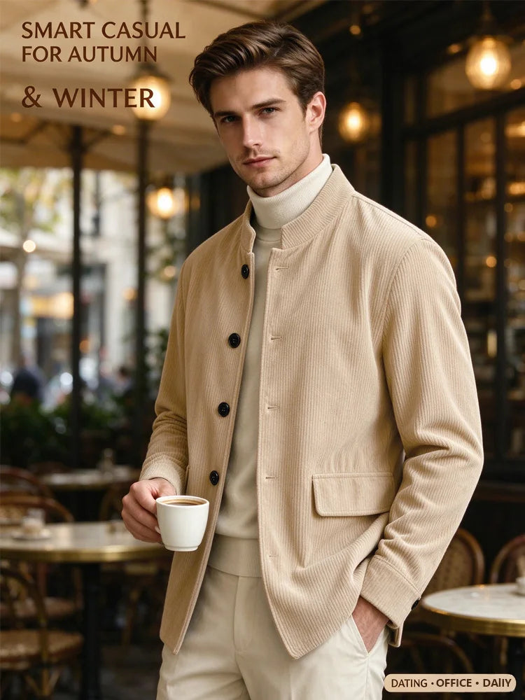 Blazer homme en velours côtelé à col montant – CLEVI Paris