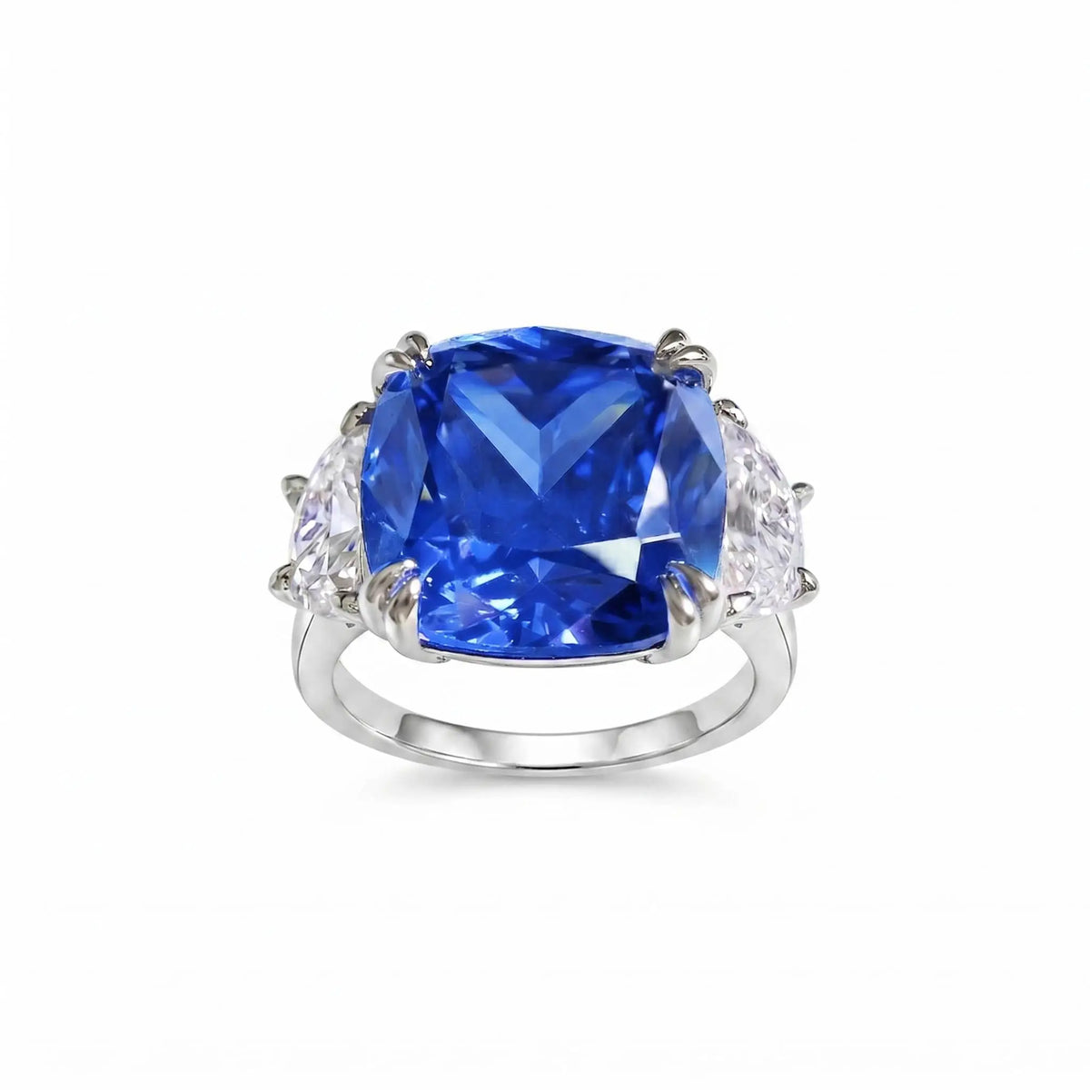 Bague Zircon Bleu Royal Coussin Argent 925 Unisexe – CLEVI Paris