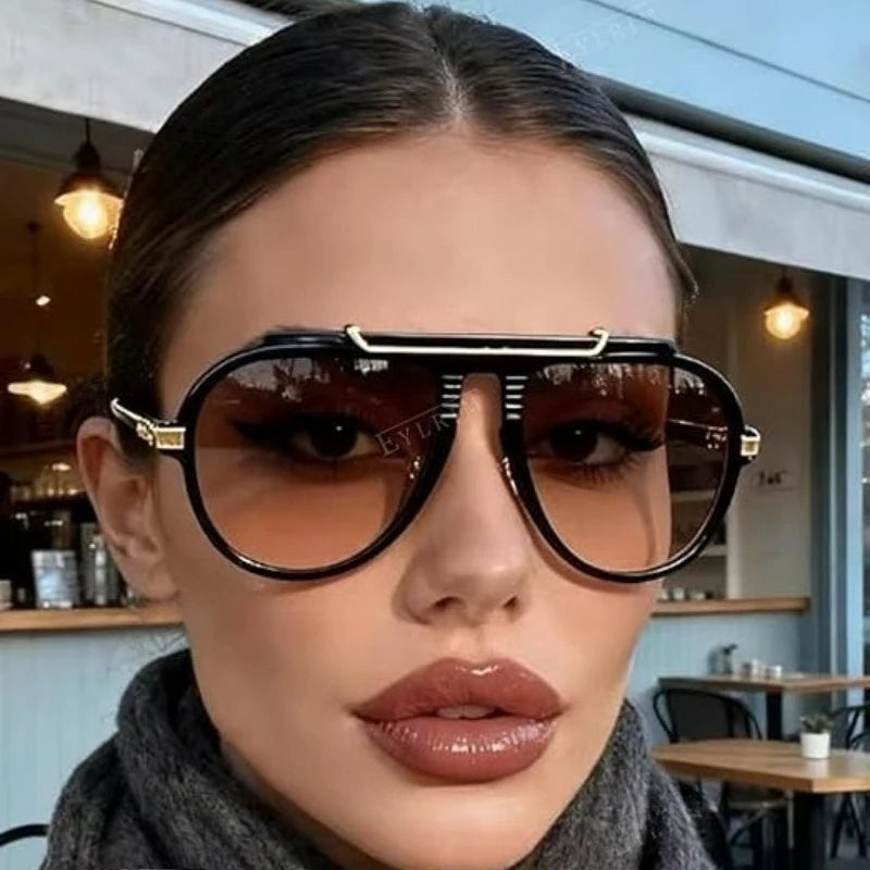 Lunettes de Soleil Oversize Pilot Dégradé Métal Unisexe – CLEVI Paris