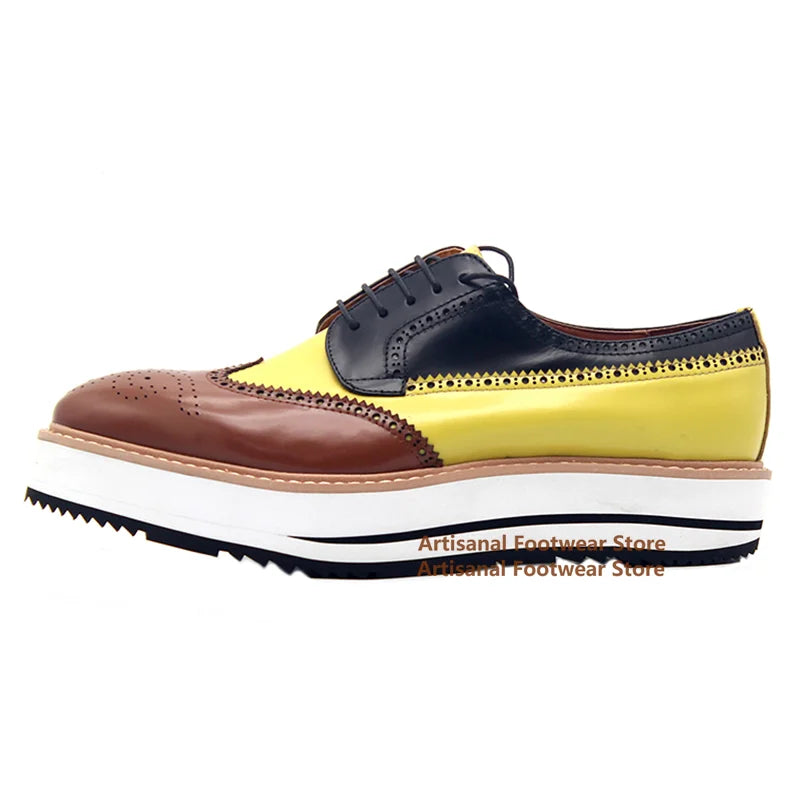 Derby Brogues Cuir Veau Bicolore Fait Main Homme – CLEVI Paris