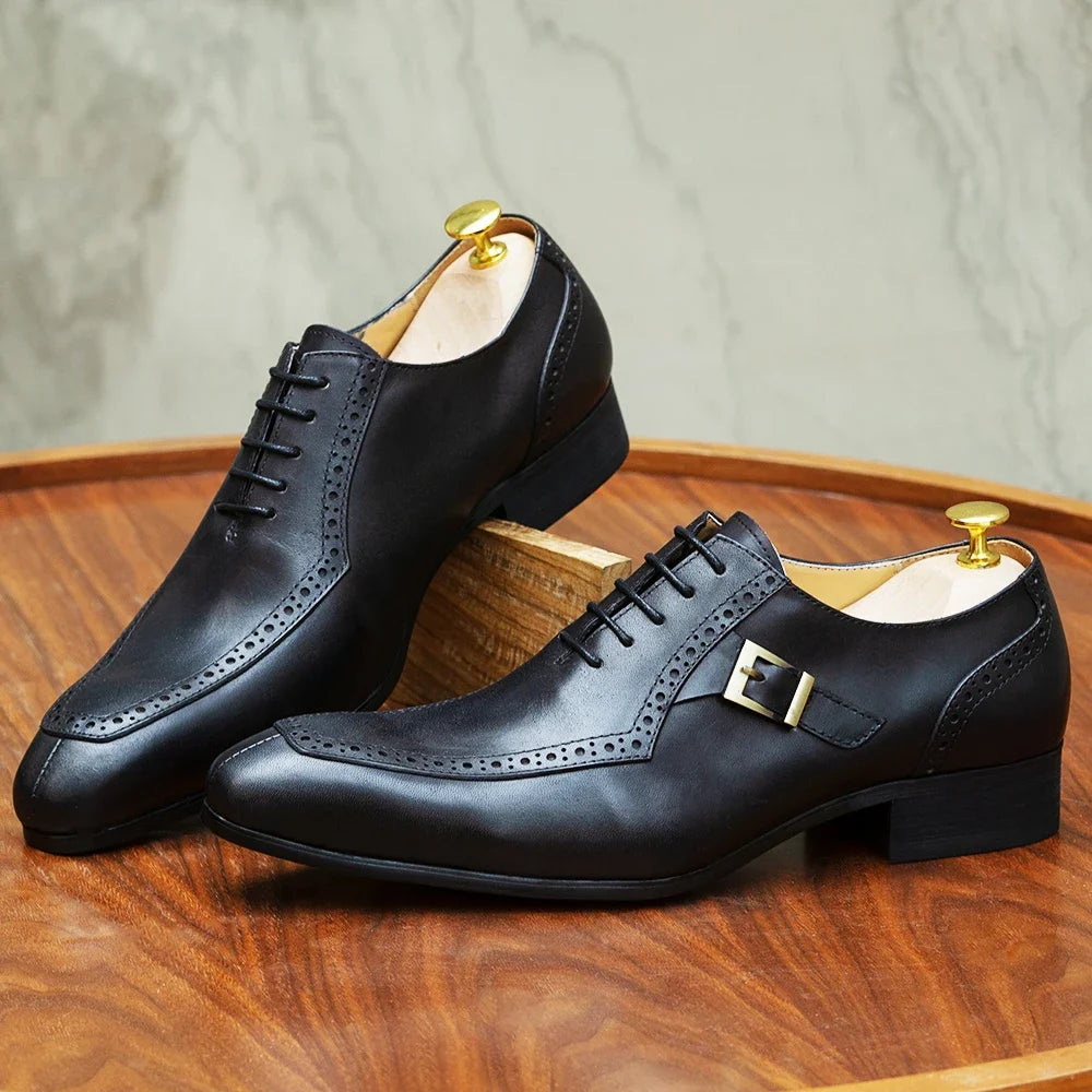 Oxford homme en cuir à lacets et détail boucle – CLEVI Paris