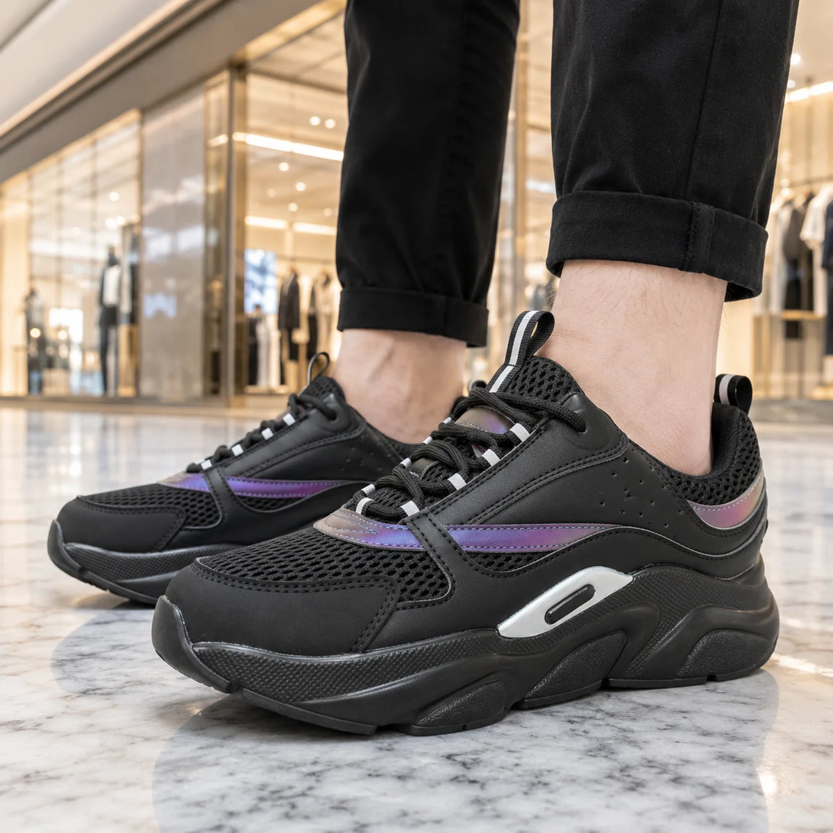 Sneakers homme à lacets et semelle épaisse – CLEVI Paris