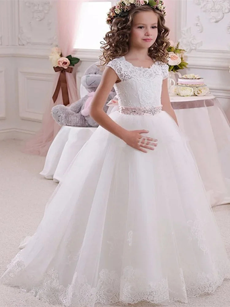 Robe cérémonie fille en dentelle et tulle – CLEVI Paris