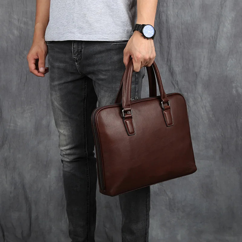 Serviette Homme Cuir Vache Vintage Business Laptop 14" – CLEVI Paris
