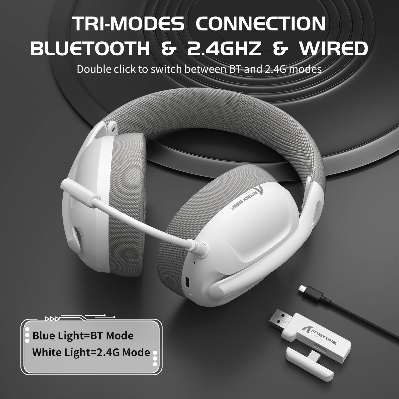 Casque Gaming Attack Shark L80 Tri-Mode Sans Fil – CLEVI Paris