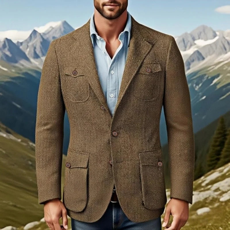 Blazer homme en tweed à chevrons – CLEVI Paris