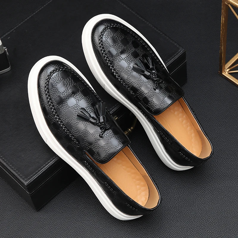Loafers Homme Cuir Embossé Tassel Slip-On – CLEVI Paris
