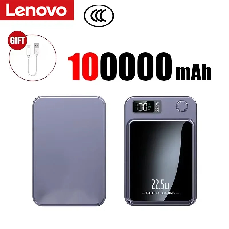 Batterie Externe Lenovo Magnétique MagSafe Sans Fil 15W Charge Rapide 22.5W LED 164g 4 Couleurs Compatible Avion – CLEVI Paris