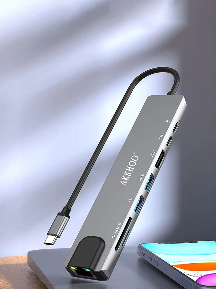 Hub USB-C 8-en-1 4K HDMI PD 100W – CLEVI Paris