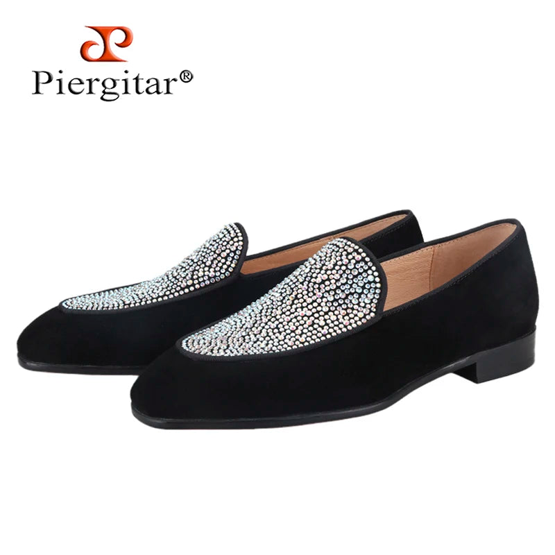 Mocassins Daim Cristaux Autrichiens Semelle Rouge Homme – CLEVI Paris