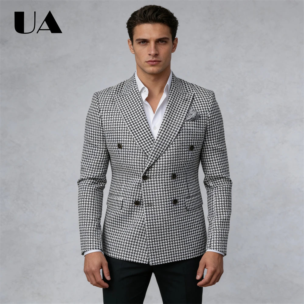 Veste homme croisée pied-de-poule – CLEVI Paris