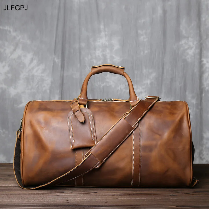 Sac de Voyage Homme Cuir Crazy Horse Rétro 50x23x26cm – CLEVI Paris