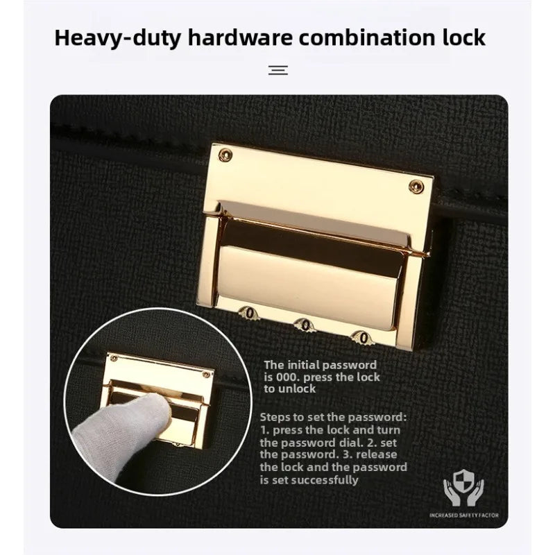 Serviette Homme PU Serrure À Code Grande Capacité Documents 38cm – CLEVI Paris