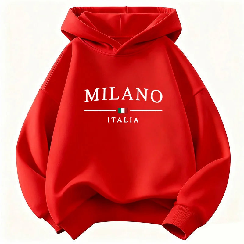 Sweat enfant à capuche imprimé Milano – CLEVI Paris