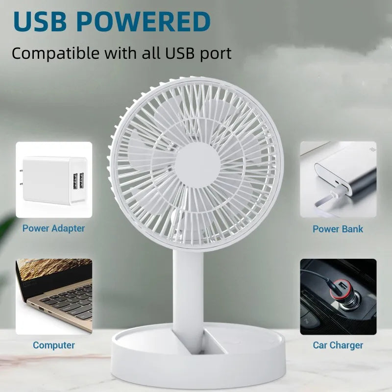 Ventilateur pliable rechargeable, 4 vitesses – CLEVI Paris