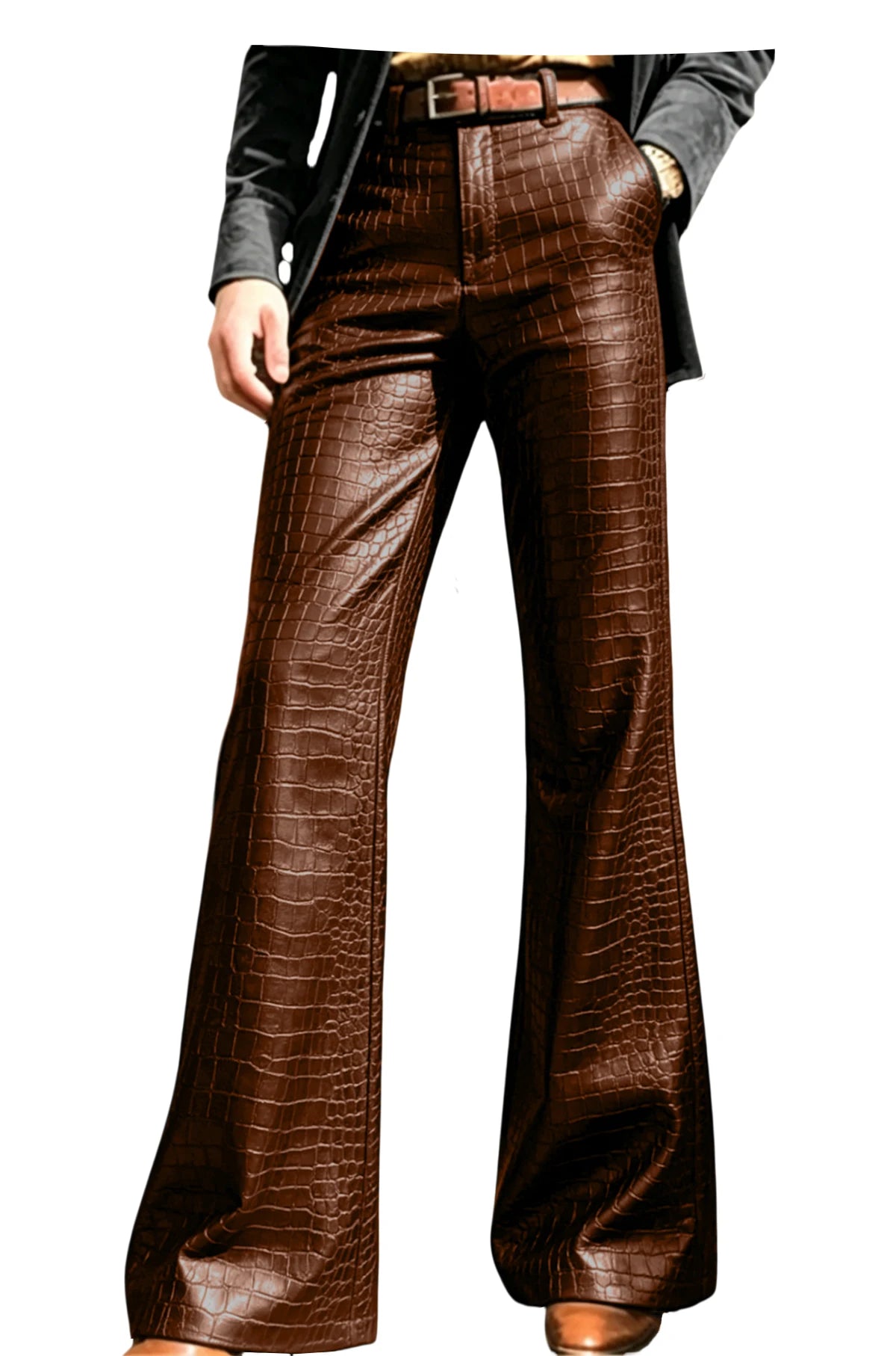 Pantalon évasé effet crocodile homme – CLEVI Paris