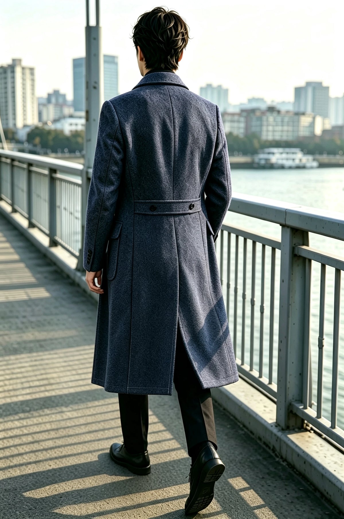 Manteau long homme tweed à chevrons – CLEVI Paris
