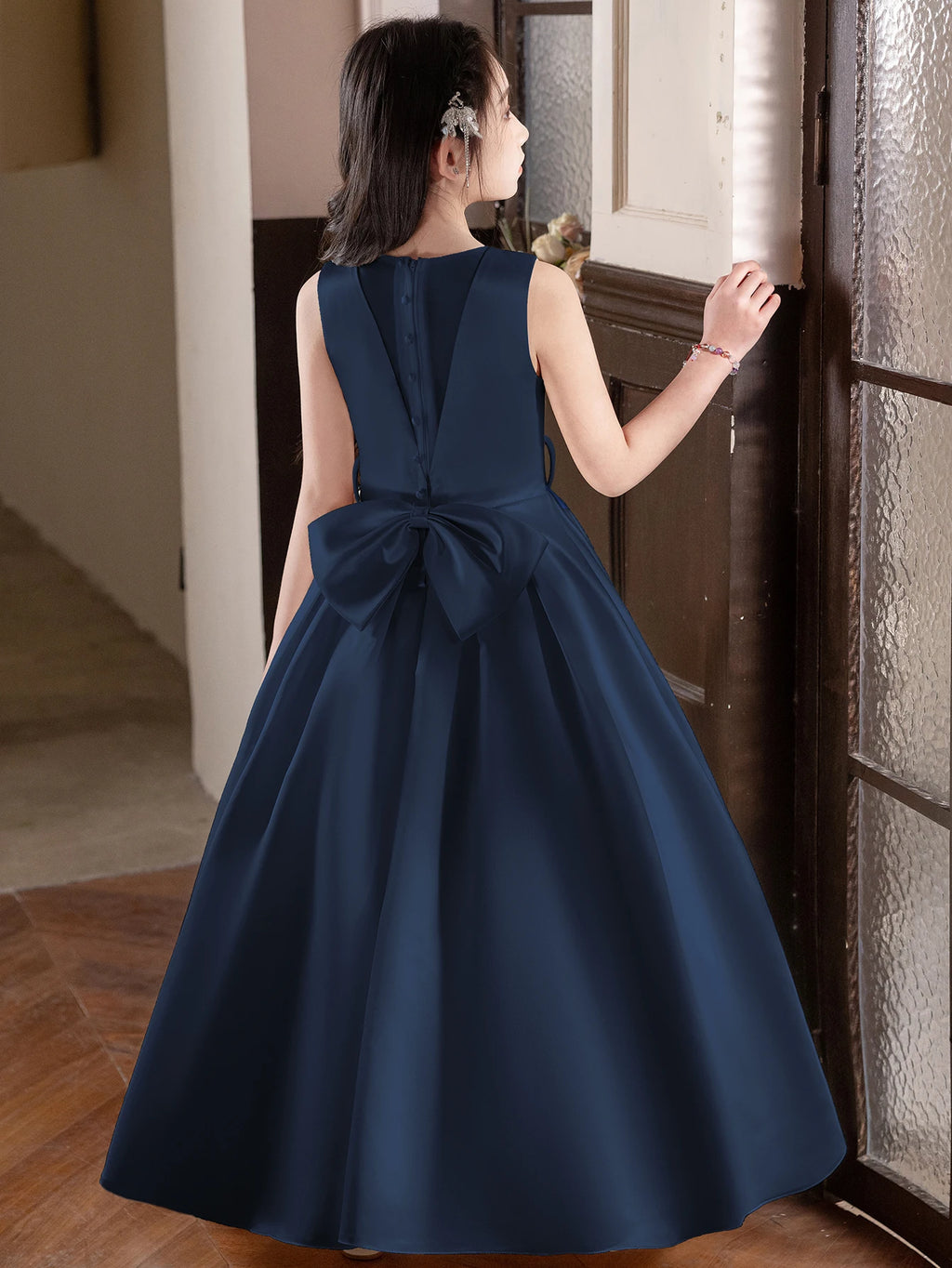 Robe cérémonie fille à grand nœud 5168 – CLEVI Paris