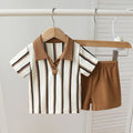 Ensemble bébé garçon col polo et short rayé – CLEVI Paris