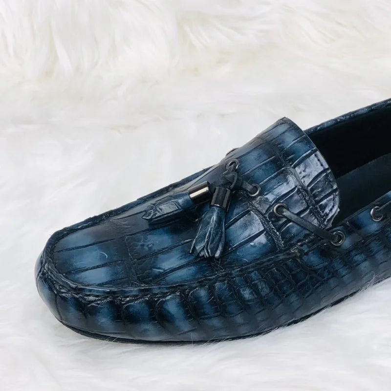 Mocassins homme bleus à franges – CLEVI Paris