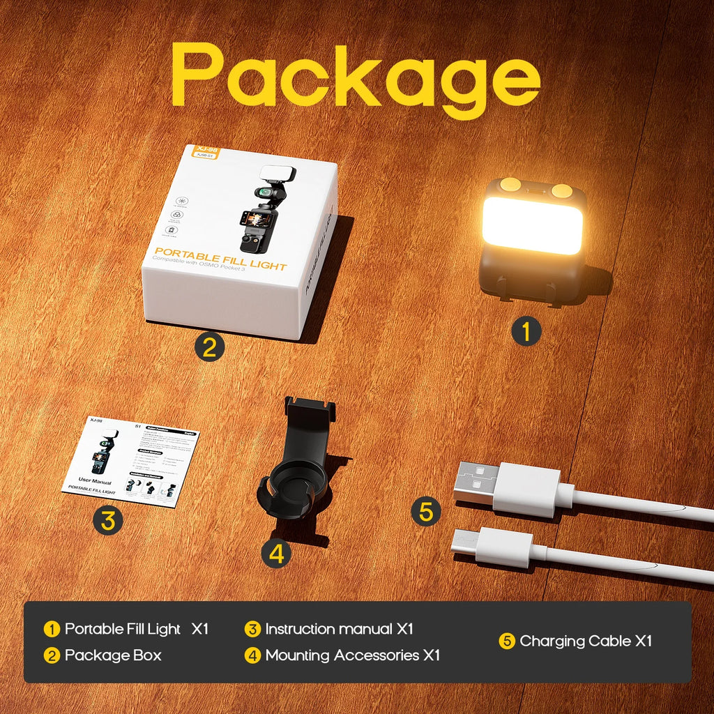 Lampe LED XJ-98 pour Osmo Pocket 3 – CLEVI Paris