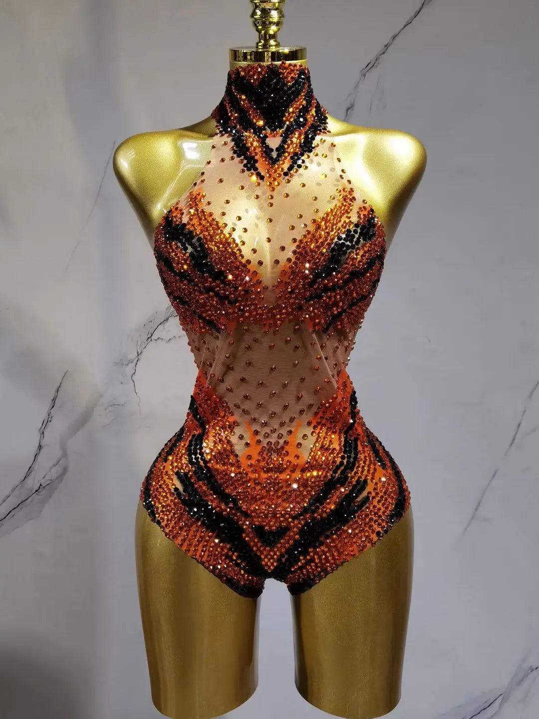 Body Sequins Femme Moulant Culotte Triangle Danse Scène Or Argent Orange – CLEVI Paris