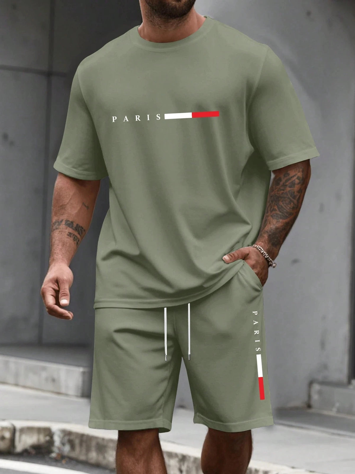Ensemble Survêtement 2 Pièces Homme T-Shirt Col Rond Manches Courtes + Short Casual Sport – CLEVI Paris