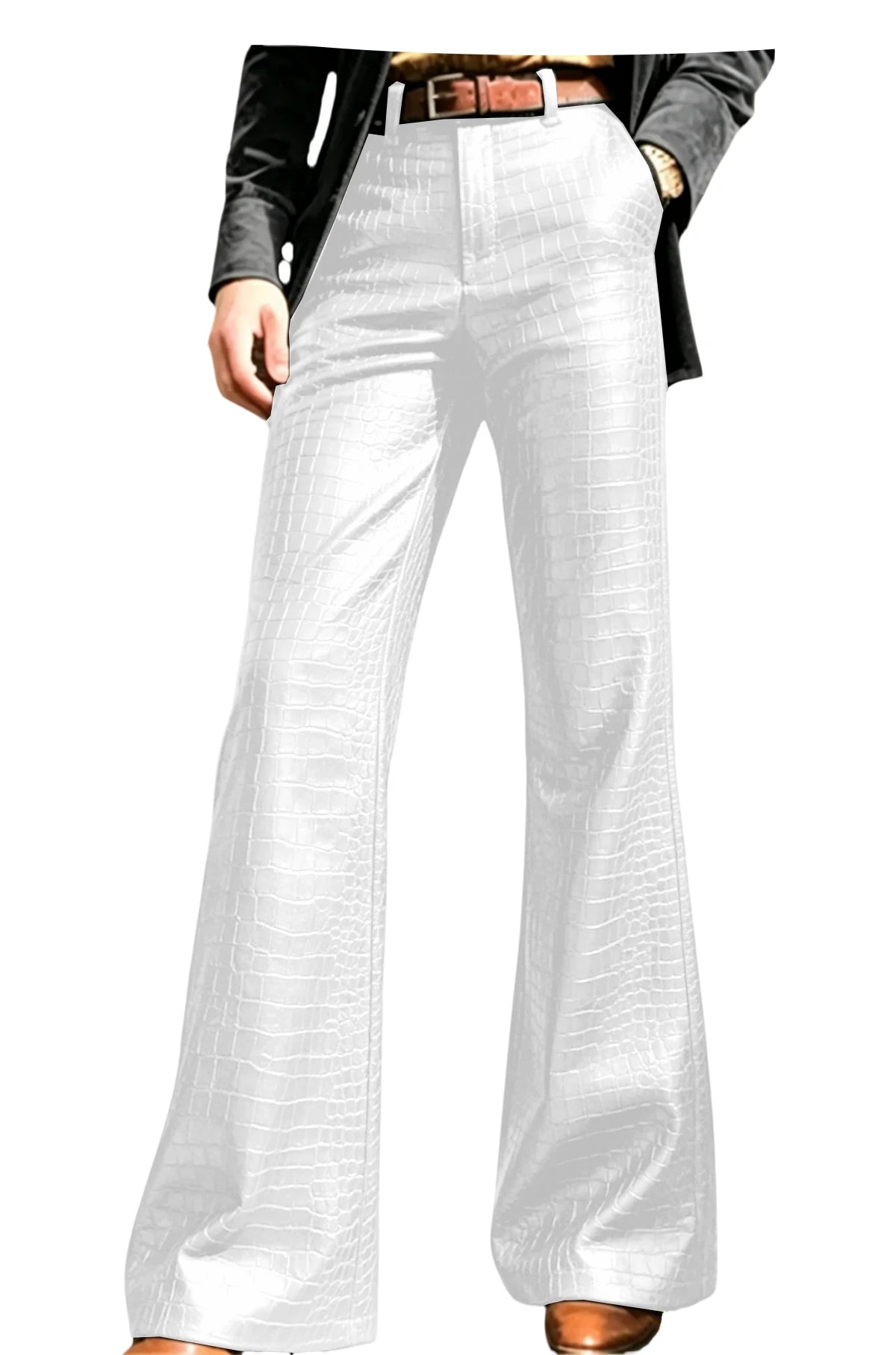 Pantalon évasé effet crocodile homme – CLEVI Paris
